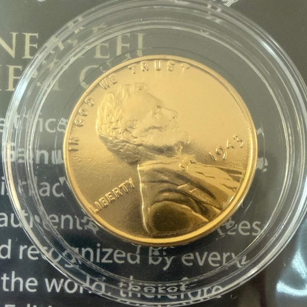 24k plated 1943 steel wheat cent